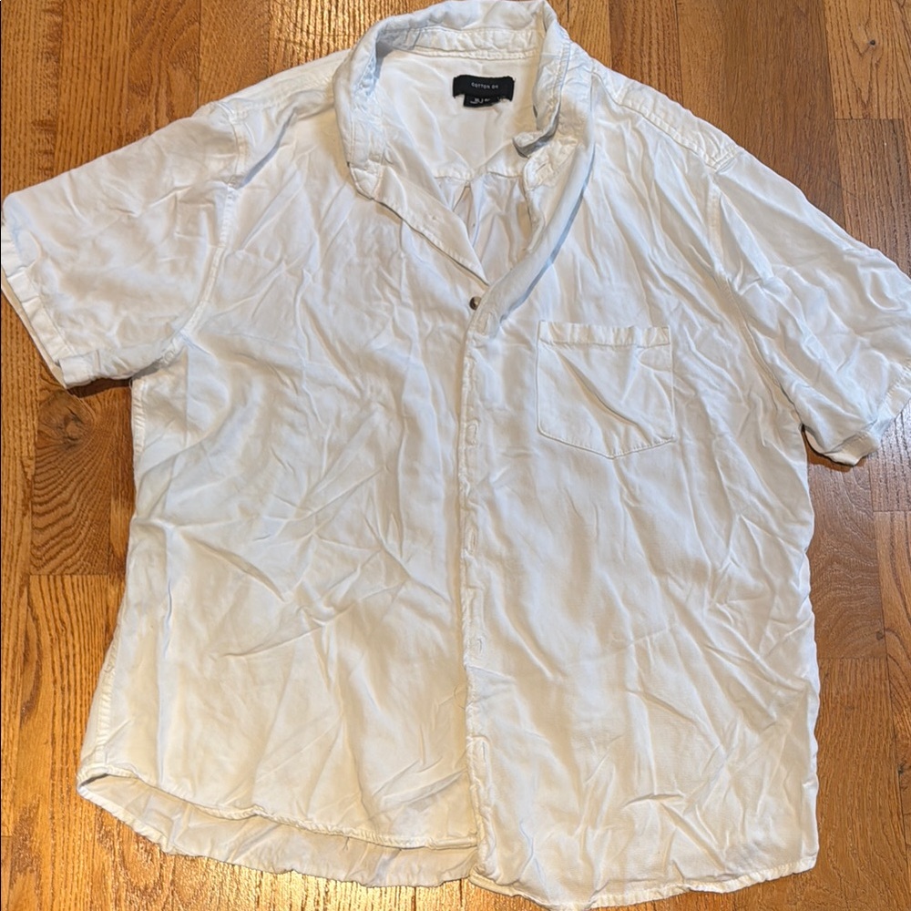 Cotton On 100% viscose white button down short sleeve shirt size XL